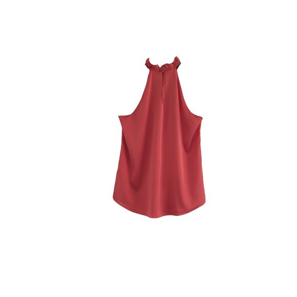WHBM Coral Halter Ruffle Neck Sleeveless Blouse Top Size 6 EUC 🌺 - Picture 3 of 5